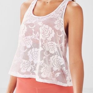 ♥️$20 - Fabletics Mesh White Floral Crop Top